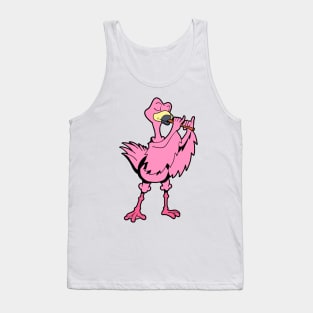 Cartoon flamingo - flute player Tank Top